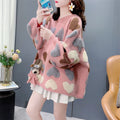 Gentle Younger Sweet Tridimensional Puppy Round Neck Sweater Women's Autumn And Winter New Loose Heart Knitted Top