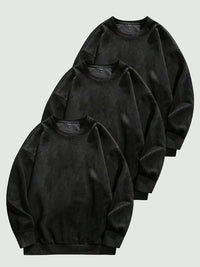 Men's Solid Drop Shoulder Suede Sweatshirt Casual Regular