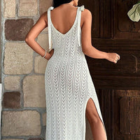 New Knitted Hollow-out Strap Long Beach Dress