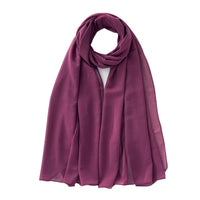 Women's Pure Color Pearl Chiffon Bubble Scarf Gauze Scarf