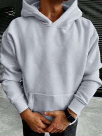 Fall Winter Men Loose Hooded Sweater Sports And Leisure Fleece-lined