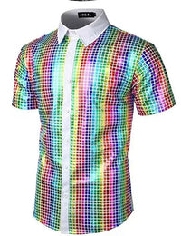 Sequined Button-down Shirt 70 S Disco Party Cosplay Clothing