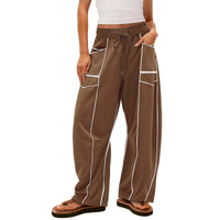 Women With Drawstring Waist Casual Pants