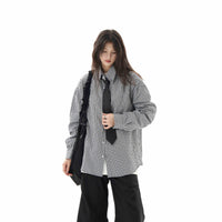 Black Plaid Shirt Long Sleeve Women Casual Loose Shirt Coat