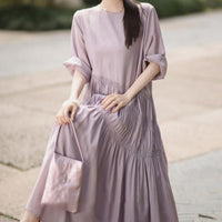 Round-neck Cake Skirt New Acetate Mid-length