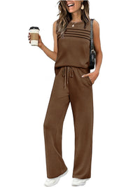 Womens Pleated Vest Top Two-Piece Set