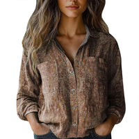 Womens V-neck Printed Blouseshirt