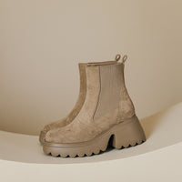 Lightweight Thick Bottom 7cm High Heel Suede Stretch Boots