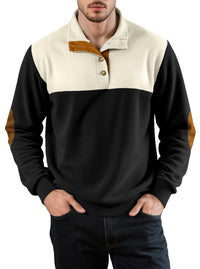Men's Casual Color-blocked Lapel Sport Sweatshirt