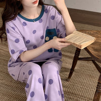 Summer Pajamas Women's Short-sleeved Trousers Cotton Two-piece Set