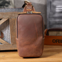 Men's Full-Grain Leather Chest Bag ShoulderCrossbody Style