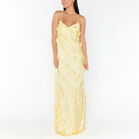Womens Patchwork Ruffle-Trimmed Resort-Style Slip Dress