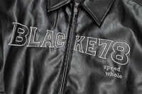 Embroidered Letters Leather Coat Men