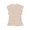 Women's Fashion Laminated Decoration Jacquard Mesh Knitted Top