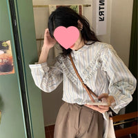 French-style Chic Double-Layer Ruffle Blouse Vintage Loose Top