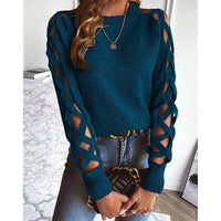 New Hollow Cloth Stitching Long Sleeve Women's Knitwear