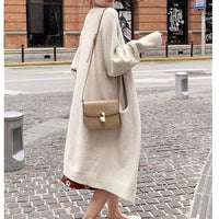 Idle Style Mid-length Sweater Coat Women's Loose Pockets Knitted Cardigan