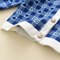 Classic Style Plaid Knitted Cardigan Bow Hip Skirt Two-piece Suit Girl Sweater