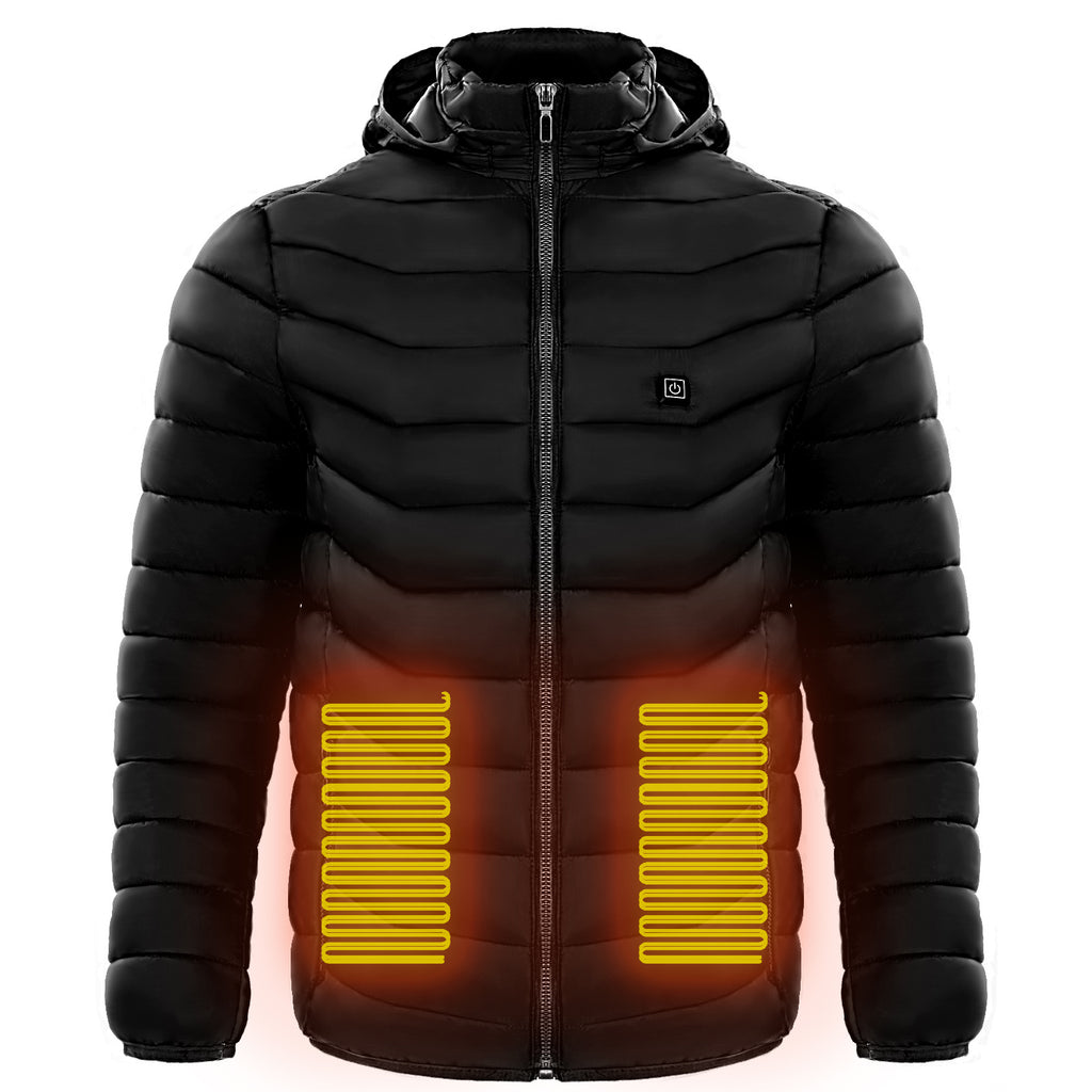 Men Heated Puffer Jacket Electric Heating Coat Insulated Hood Windbreaker 9Heat Zones