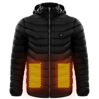 Men Heated Puffer Jacket Electric Heating Coat Insulated Hood Windbreaker 9Heat Zones