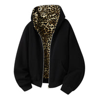 Stitching Leopard Print Double-sided Sweater