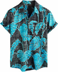 Men's Hawaiian Casual Flower Short Sleeve Single-breasted Beach Tropical Shirt