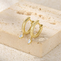 S925 Sterling Silver Fashion Minimalistic Water Drops Rhinestone Earrings