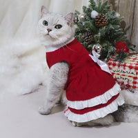 Pet Christmas Bow Fleece Princess Dress