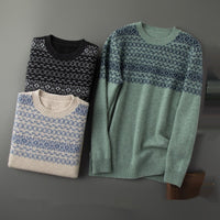 Jacquard Cashmere Sweater Men's Thickened Knitting Wool Base Shirt