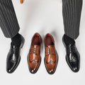 British Lace Up Block Carved Leather Shoes