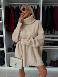 Women's Turtleneck Long Sleeve Knitted Long Sweater