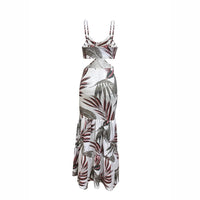 Casual All-Match Botanical Large Floral Print V-Neck Slip Dress