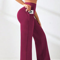 Moisture-wicking Pocketed Straight-leg Yoga Pants For Women