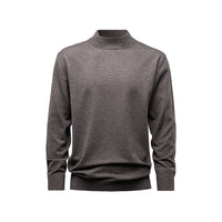 Men's Solid-Color Mock-Neck Knitted Sweater