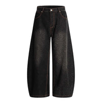 Women's Black Gradient Leopard-Print Denim Jeans