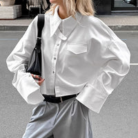 French Lapel Loose Pure Cotton Short Sense Of Design Shirt