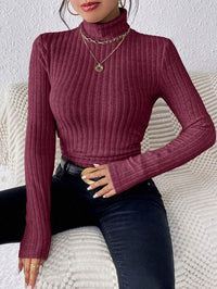 Autumn And Winter V-neck Long Sleeve Brushed Sunken Stripe Knitted Top