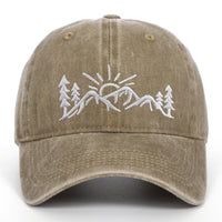 Mountain Style Embroidered Baseball Cap Cotton Worn Looking Washed-out Baseball
