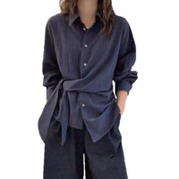 Irregular Strap Waist-cinching Striped Women's Slim-fit Versatile Top