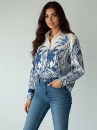 New Retro Casual Womens Loose Effortless Western-Style All-Match Long-Sleeve Shirt