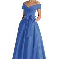 Satin Gown New Style Banquet Dress Off-shoulder Midi Length