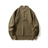 High-end American-style Heavyweight Cool And Edgy Henley Sweater