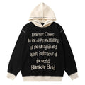 Letter Printing Color Stitching Hoodie Men's Loose