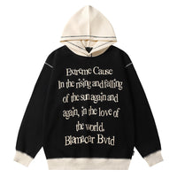 Letter Printing Color Stitching Hoodie Men's Loose