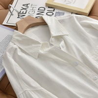 Pure Cotton Long-sleeve Shirt Womens Loose-fitting Casual All-match Style