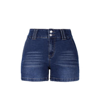 Womens Retro Deep-Blue Low-Waist Denim Shorts In American Style