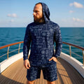 Men's Camouflage Hooded Shirt And Shorts Two-Piece Set