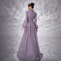 New Elegant Floral Dress With Long Sleeves Made Of Chiffon