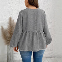 New Korean-style Slim Waist V-neck Long Sleeve Shirt