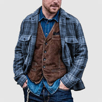 3D Digital Stereo Plaid Printed Men's Warm Jacket